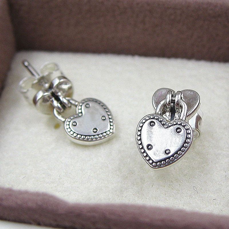 "Heart Locked" - Silver Padlock Earrings