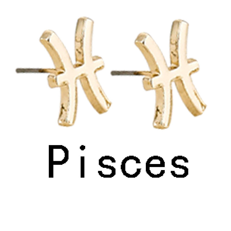 Twelve Constellation Gold-plated Stud Earrings