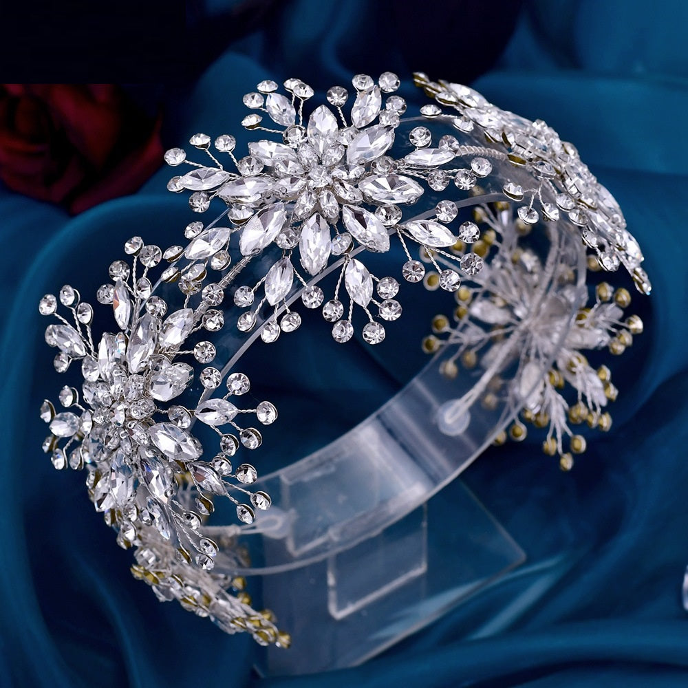 Handmade 3D Flower Rhinestone Bridal Hairband