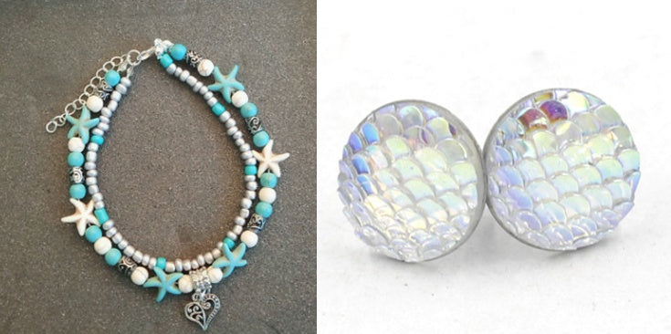 Mermaid Scales Earrings + Anklet
