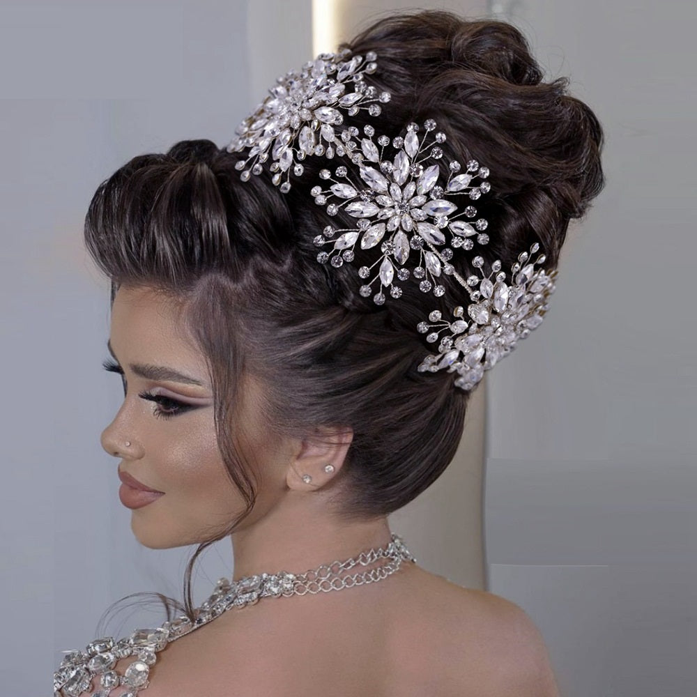 Handmade 3D Flower Rhinestone Bridal Hairband