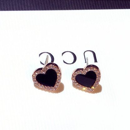 Enamel Heart & Butterfly Stud Earrings