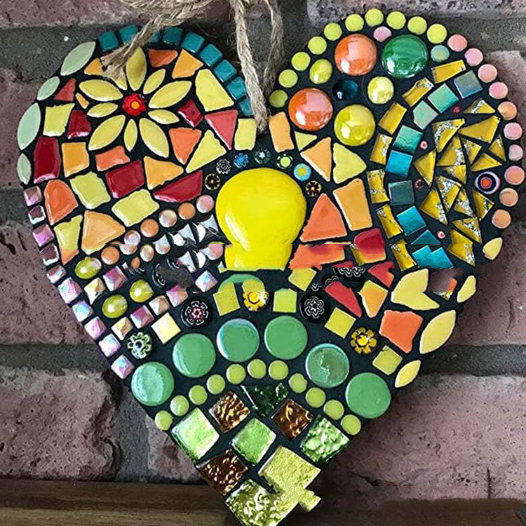 "Mosaic Heart" - Colorful Hanging Garden Ornament