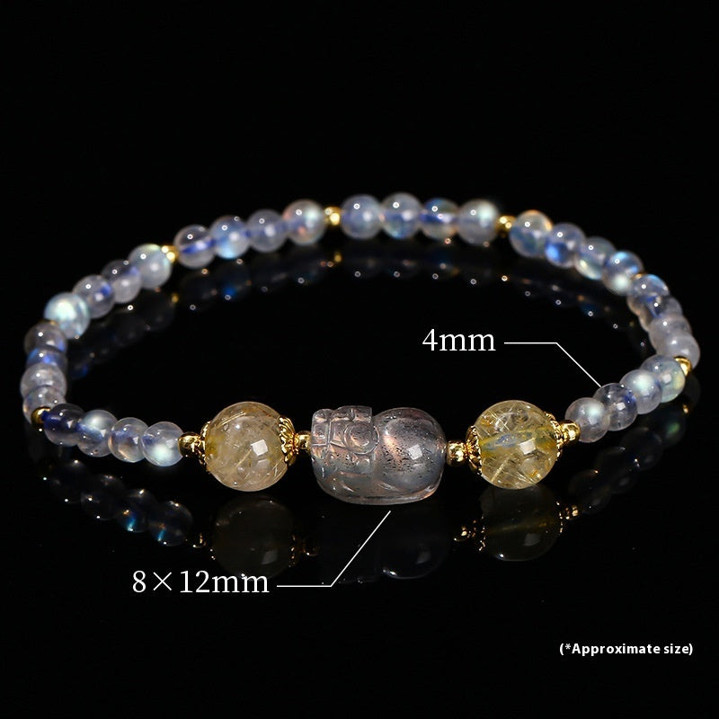 "Moonlit Glimmer" - Handmade Natural Moonstone Bracelet