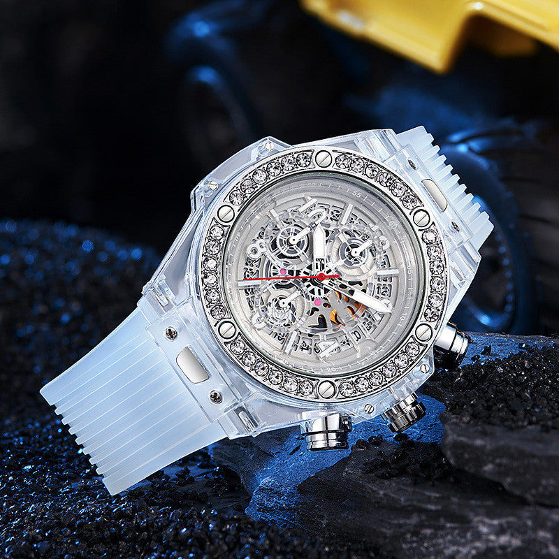 "Watch Me" - Transparent Waterproof Diamond Inlaid Quartz Watch for Men and Women