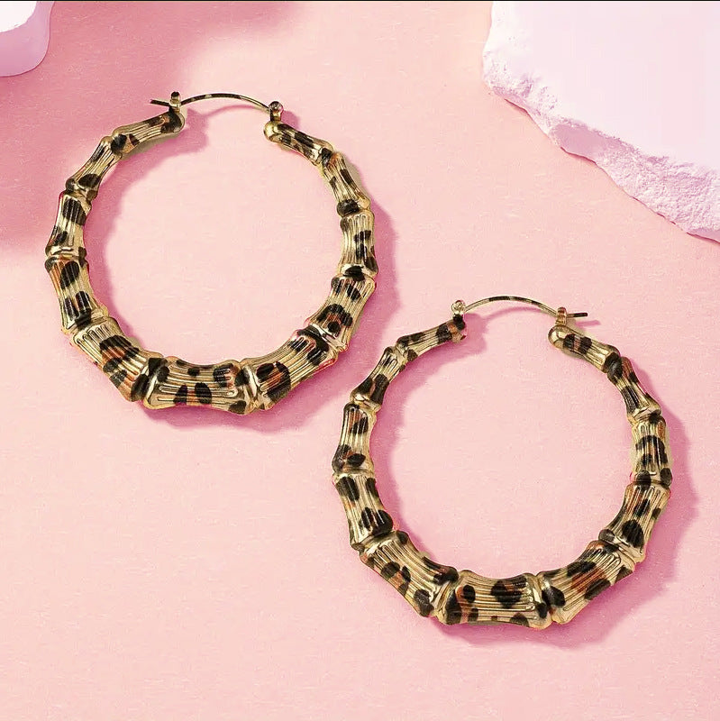Leopard Print Round Hoop Earrings