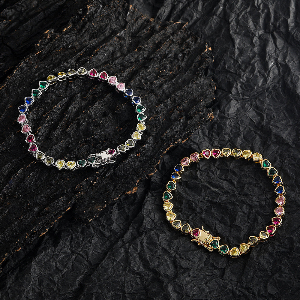 "My Love in Color" - Colorful Tennis Heart-shaped Bracelet
