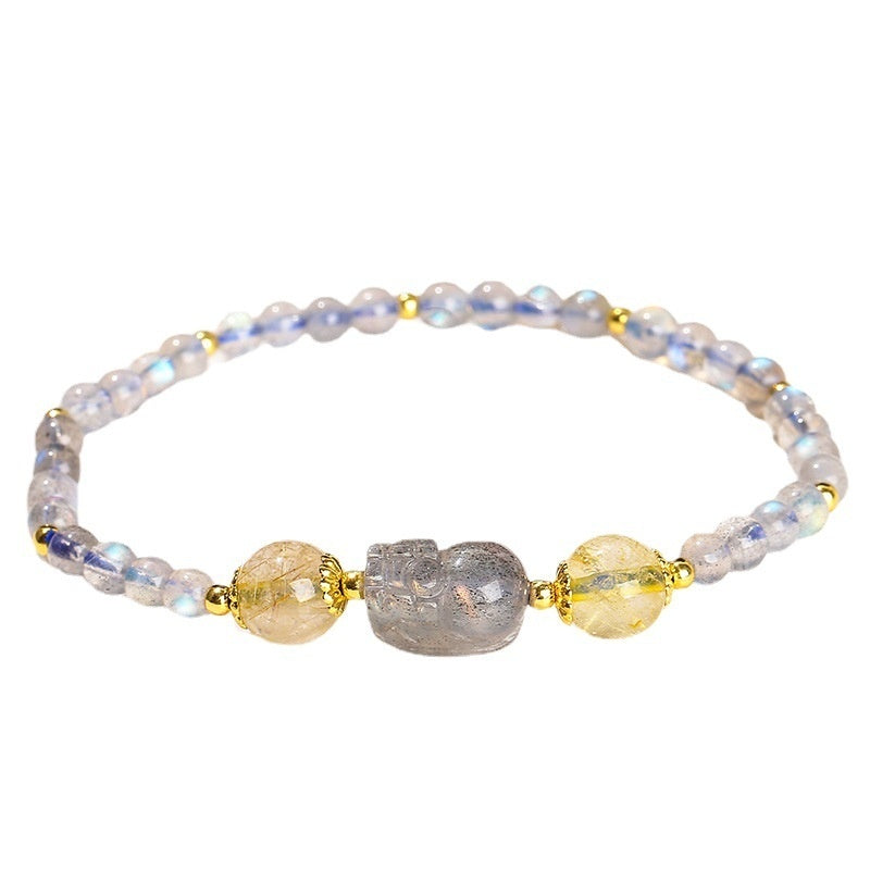 "Moonlit Glimmer" - Handmade Natural Moonstone Bracelet