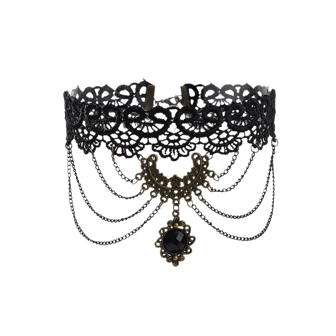 Black Beaded Alloy Collar Necklaces