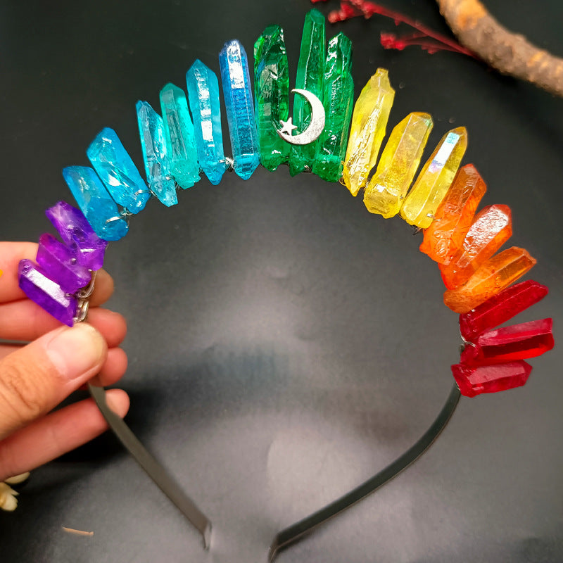 Rainbow Crystal Crown Hairband