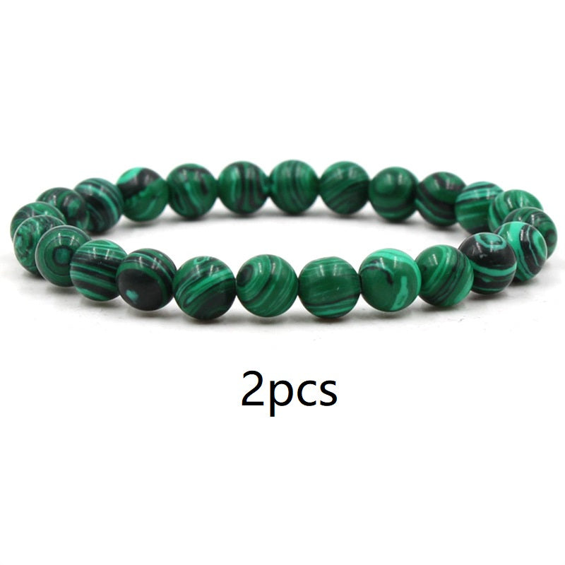 Classic Black Matte Green Malachite Bracelets