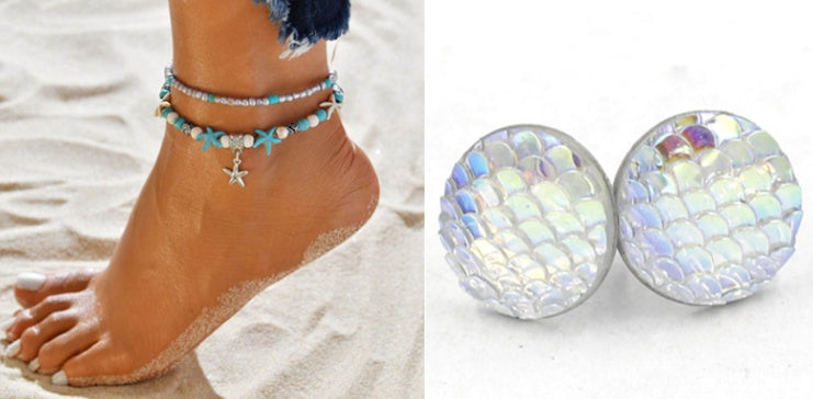 Mermaid Scales Earrings + Anklet
