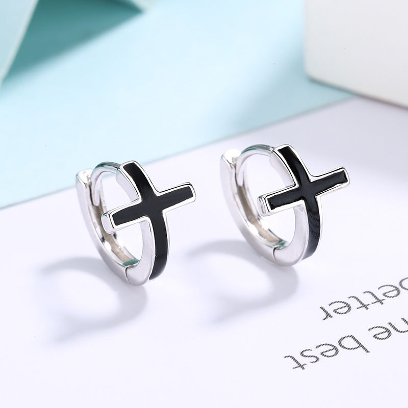 S92 Sterling Silver Cross Earrings