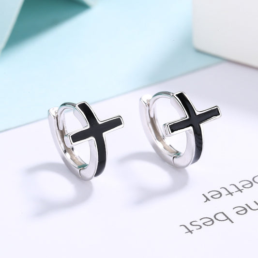 S92 Sterling Silver Cross Earrings