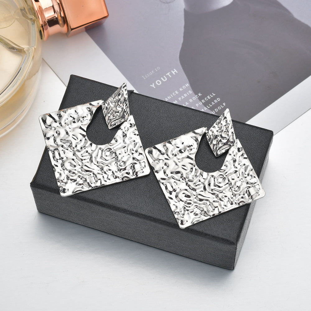 Alloy Rhombus Irregular Earrings