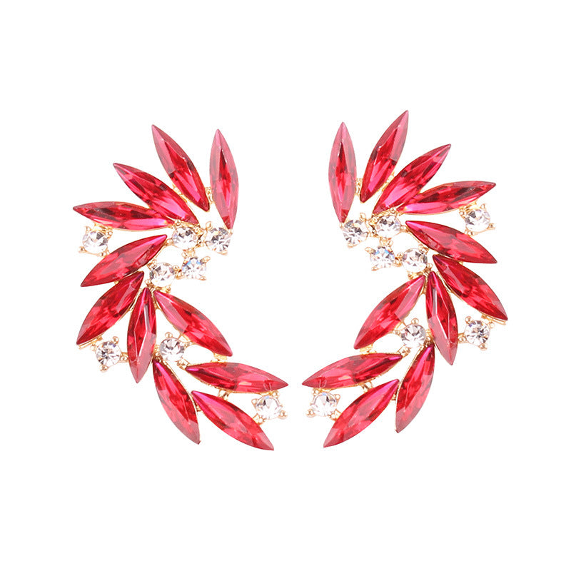 Alloy Diamond Feather Ear Cuffs