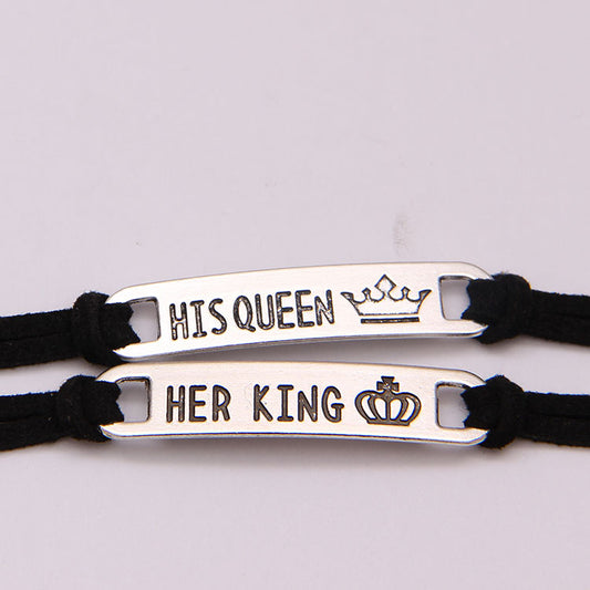 Alloy His Queen Her King Bracelet for Couples