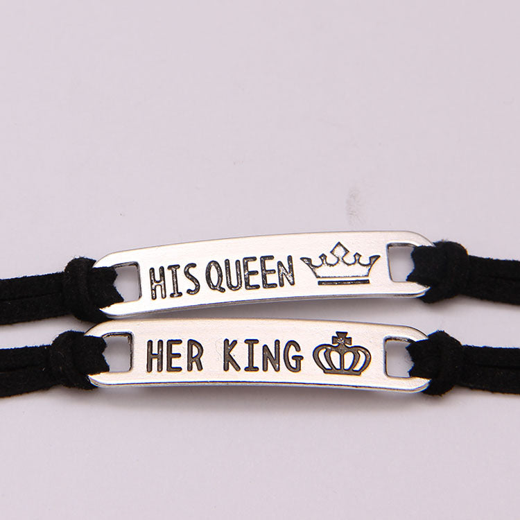 Alloy His Queen Her King Bracelet for Couples