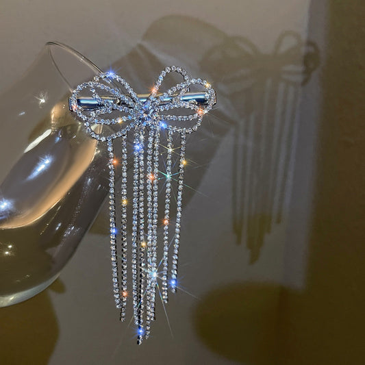 Fringe Diamond Bow Hair Clip