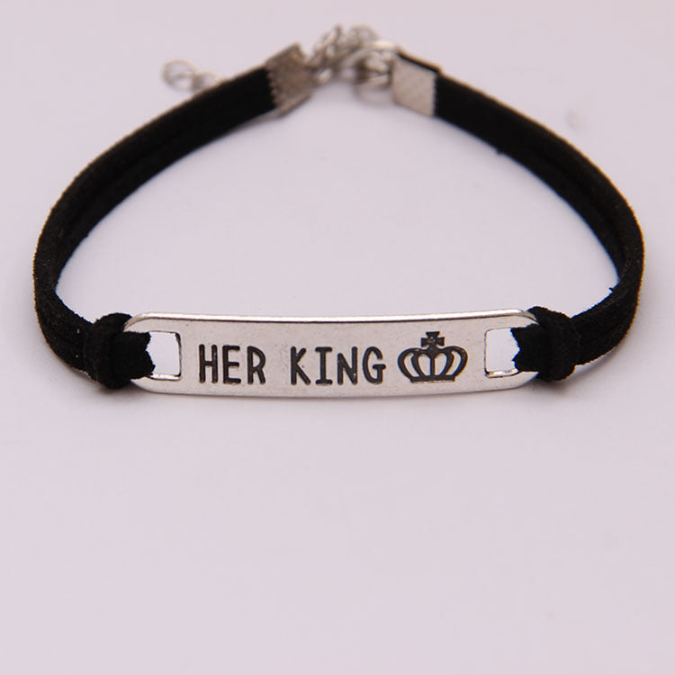 Alloy His Queen Her King Bracelet for Couples