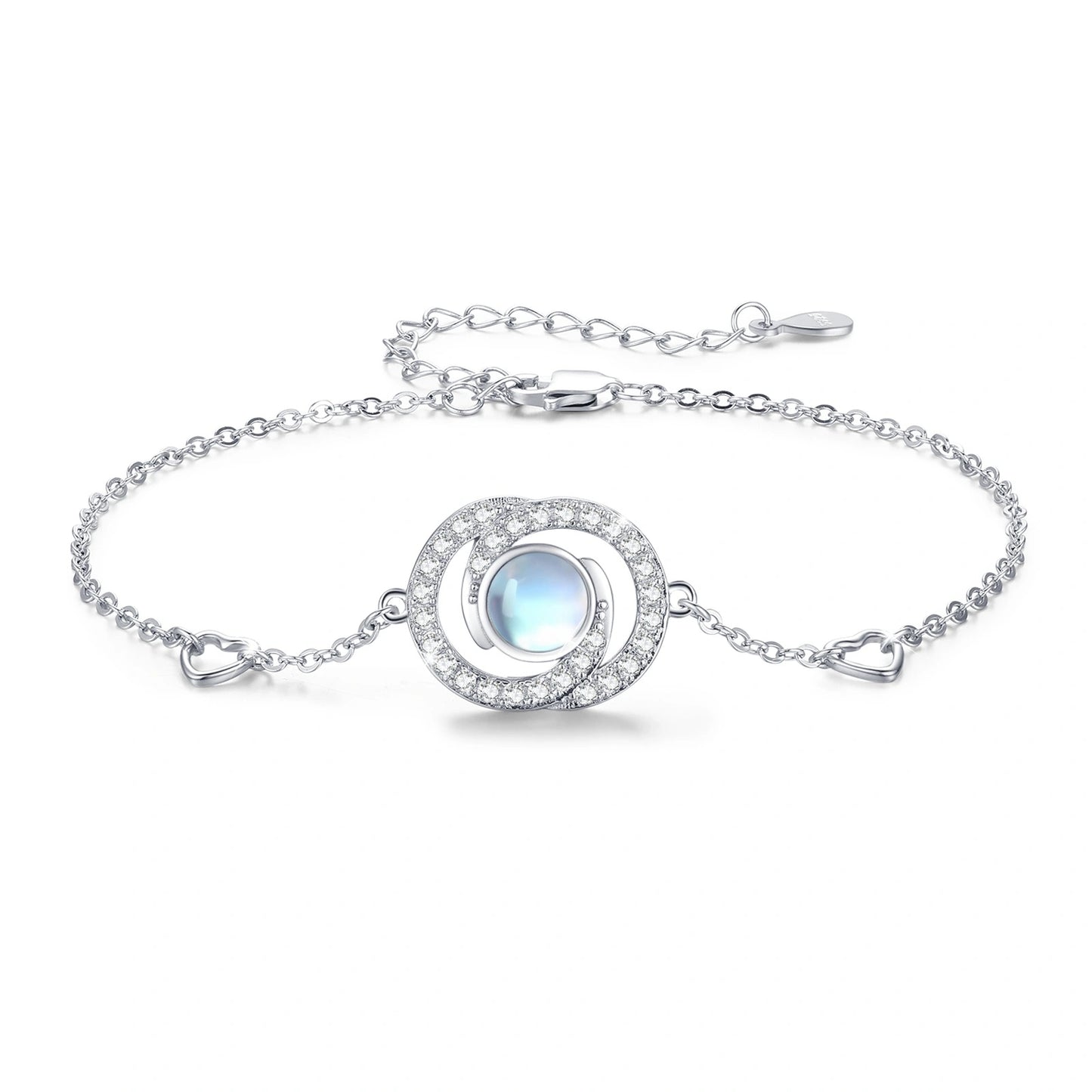 "Moonstone Infinity" - Sterling Silver Link Bracelet