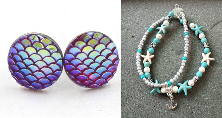 Mermaid Scales Earrings + Anklet