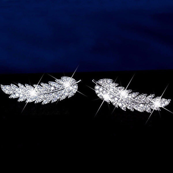 "Victory" - Zircon Leaf Earrings
