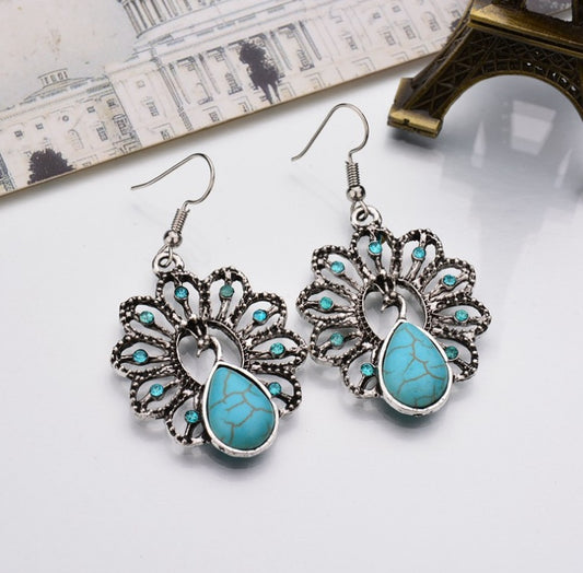 Vintage Peacock Dangle Earrings