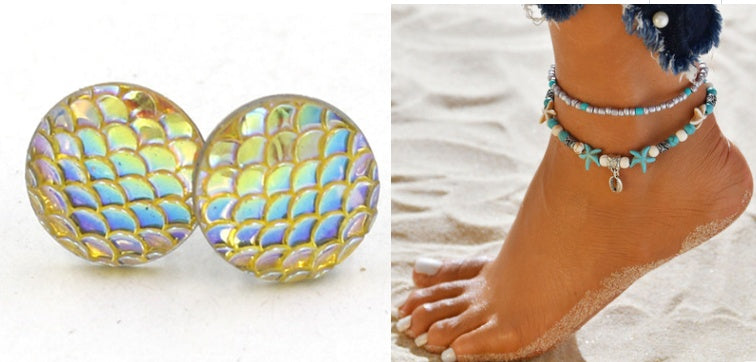 Mermaid Scales Earrings + Anklet