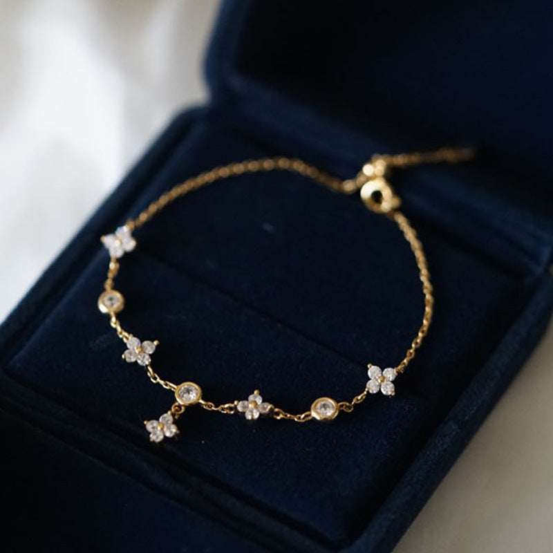 "Good Luck" - Simulated Diamond Clover Bracelet