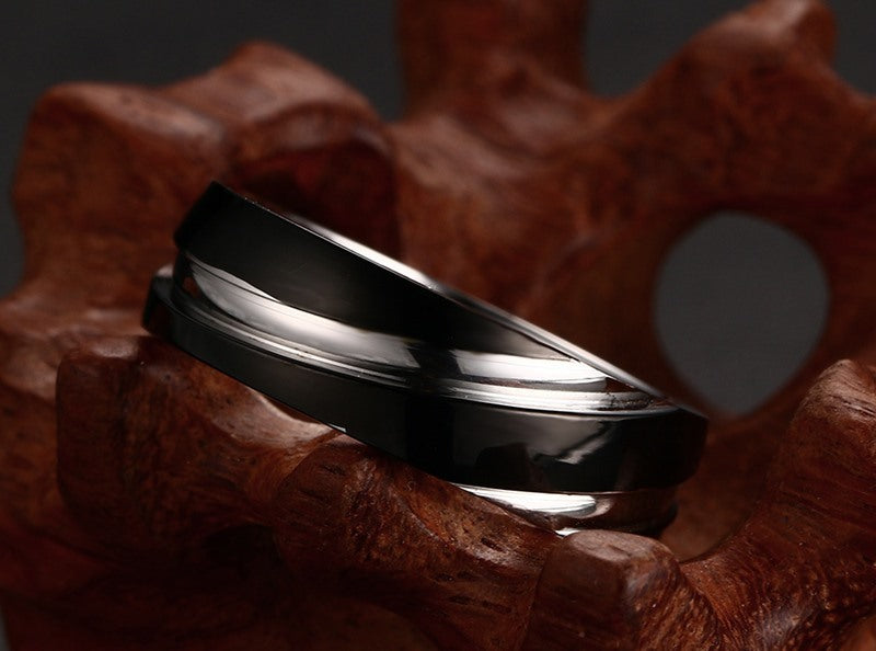 Black Titanium Steel Twill  Ring