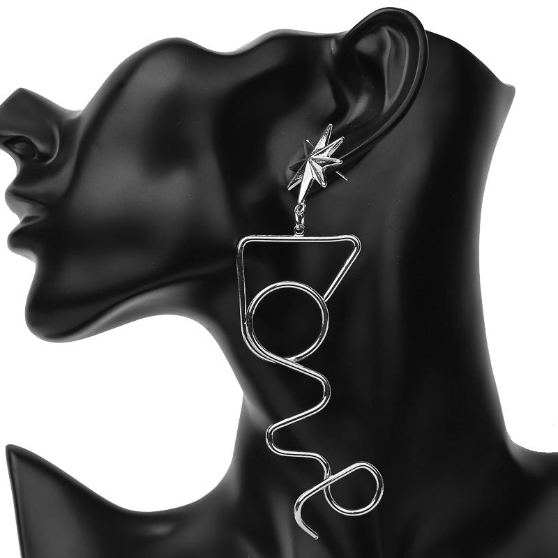 "Love" - Geometric Alloy Earrings