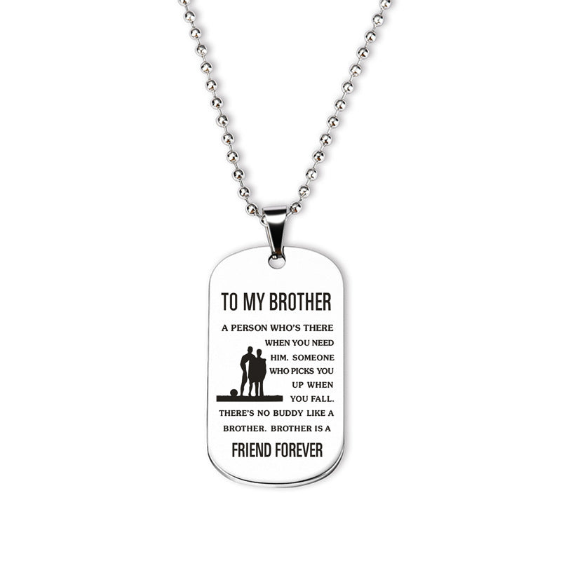 "To My Brother" - Stainless Steel Military Keychain and Necklace