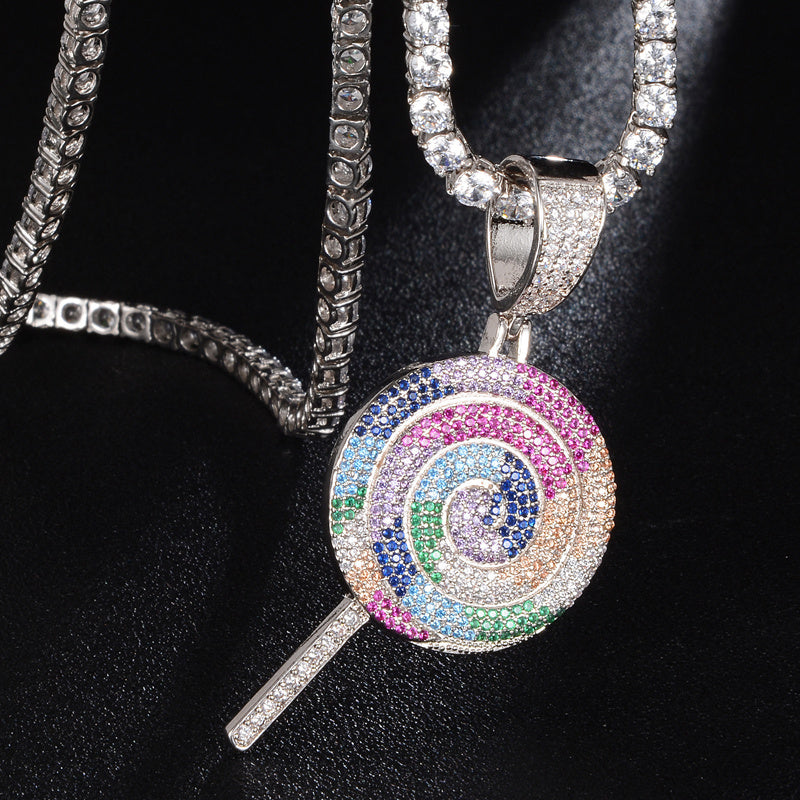 Rainbow Lollipop Pendant Necklace