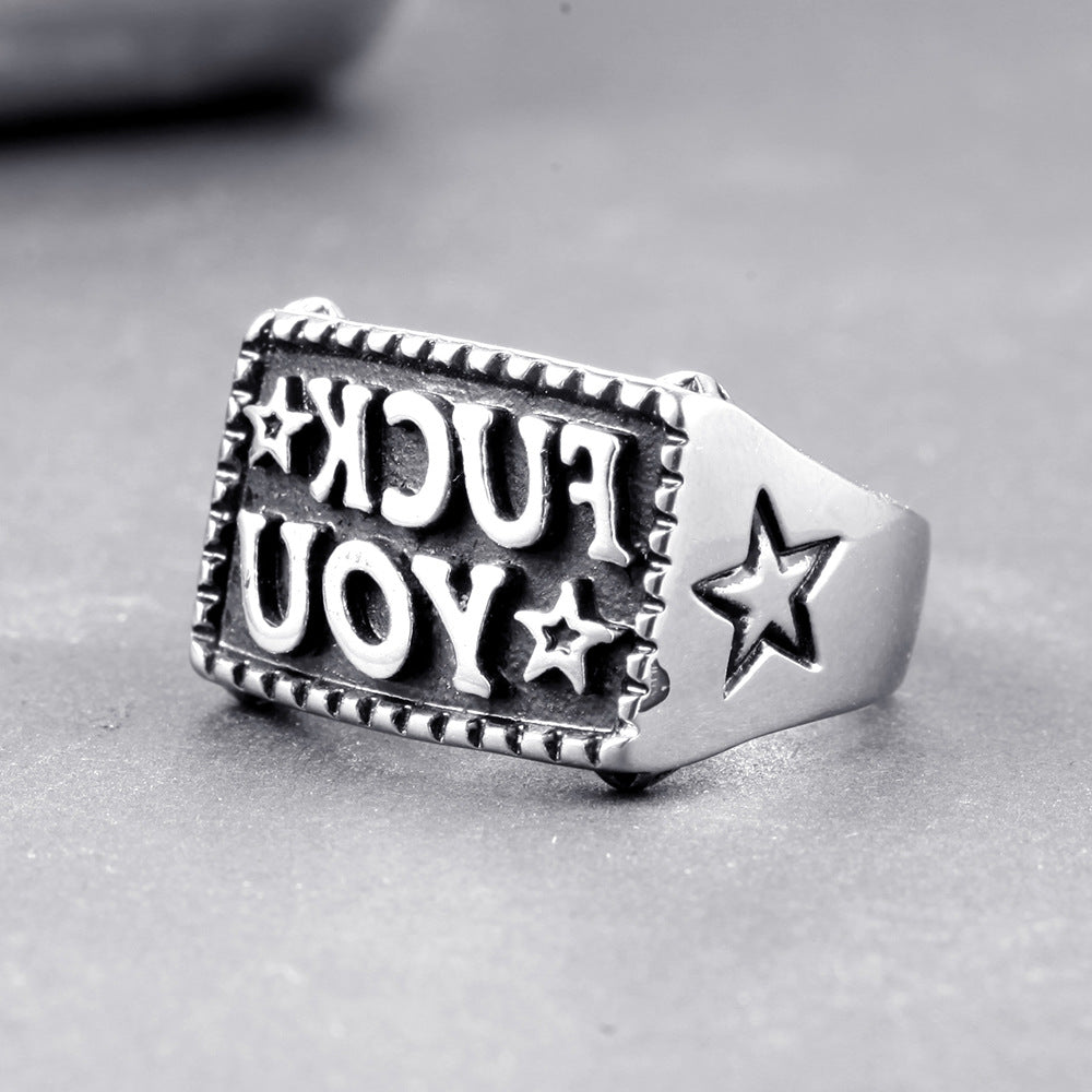 Metal F You Statement Rings