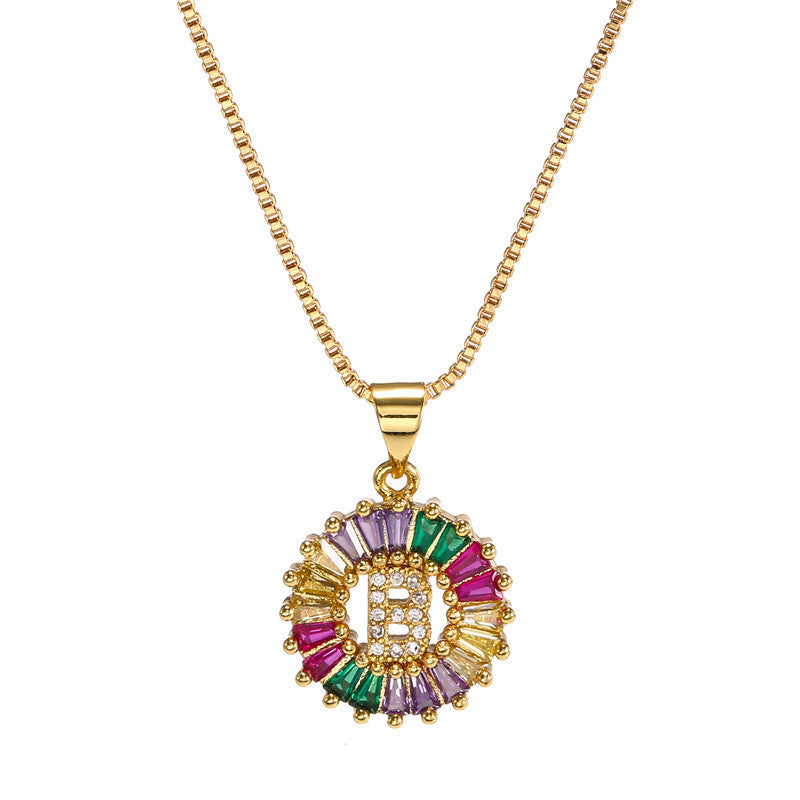 "Rainbow Letter" - Stainless Steel Pendant Necklace