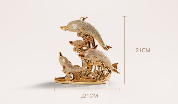 Ceramic-plated Dolphin Bay Figurine