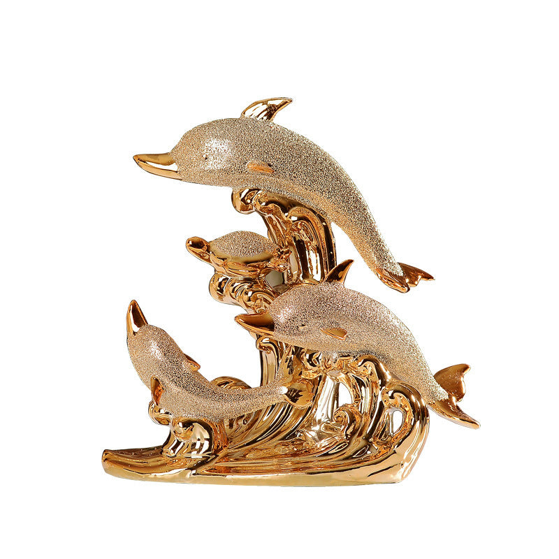 Ceramic-plated Dolphin Bay Figurine