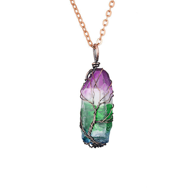 Natural Crystal Copper Wire Necklace For Women And Men