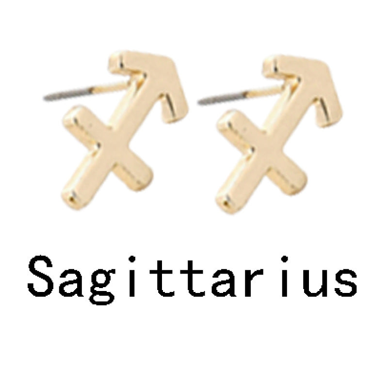 Twelve Constellation Gold-plated Stud Earrings