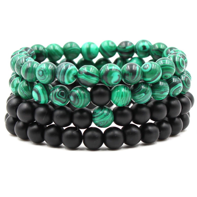 Classic Black Matte Green Malachite Bracelets