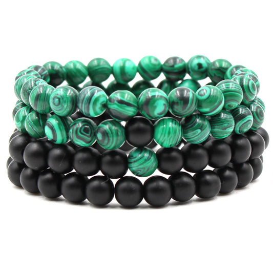 Classic Black Matte Green Malachite Bracelets
