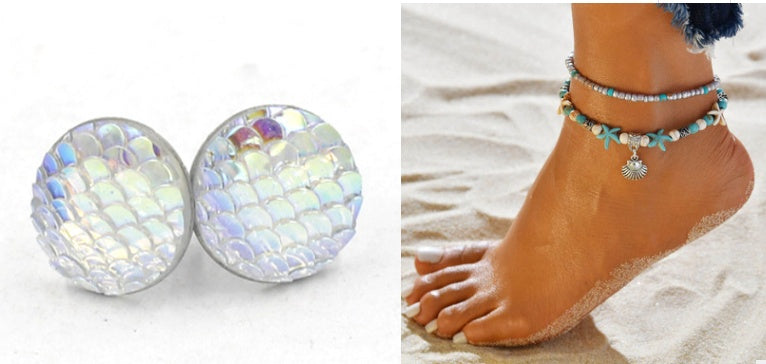 Mermaid Scales Earrings + Anklet