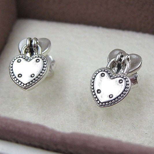 "Heart Locked" - Silver Padlock Earrings