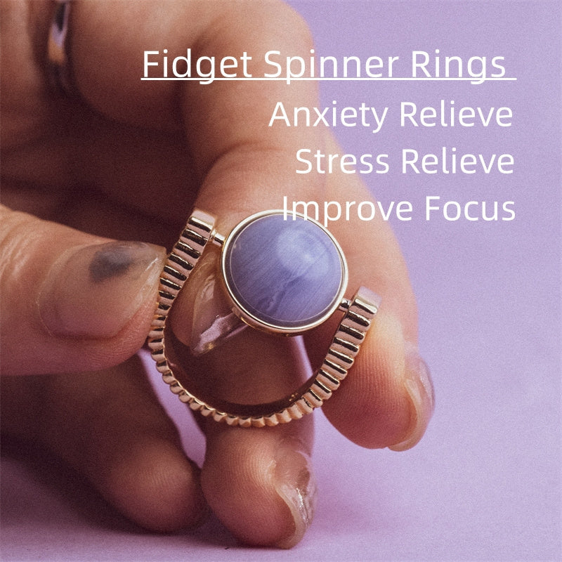 "Natural Stone" - Spinner (Replaceable) Rings For Anxiety And Stress Relief Gifts
