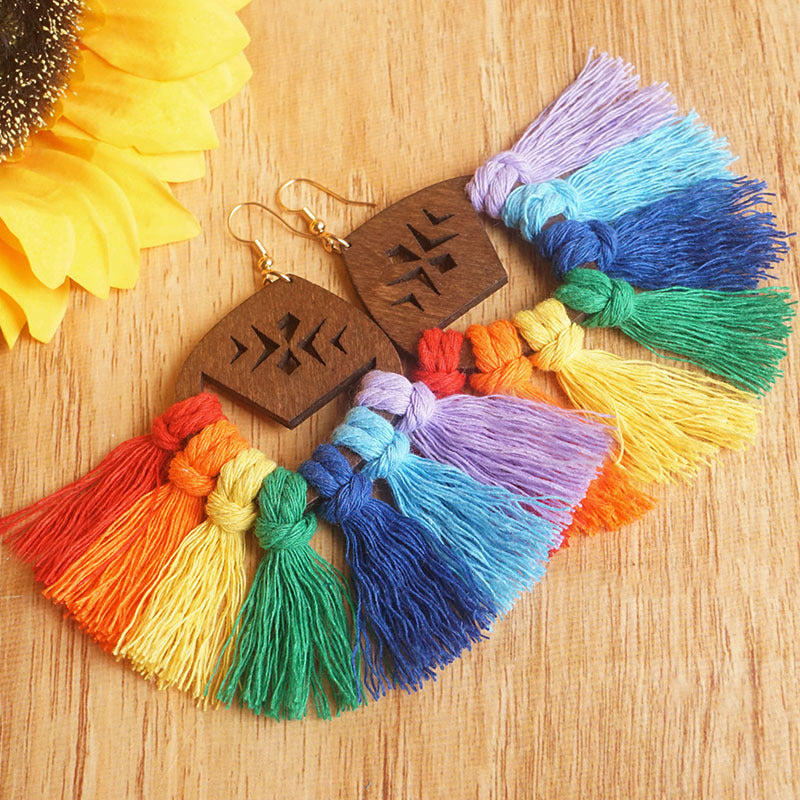 Hand-woven Colorful Tassel Earrings