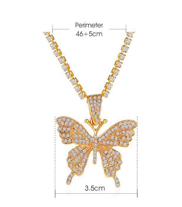 Rhinestone Butterfly Tennis Choker Necklace