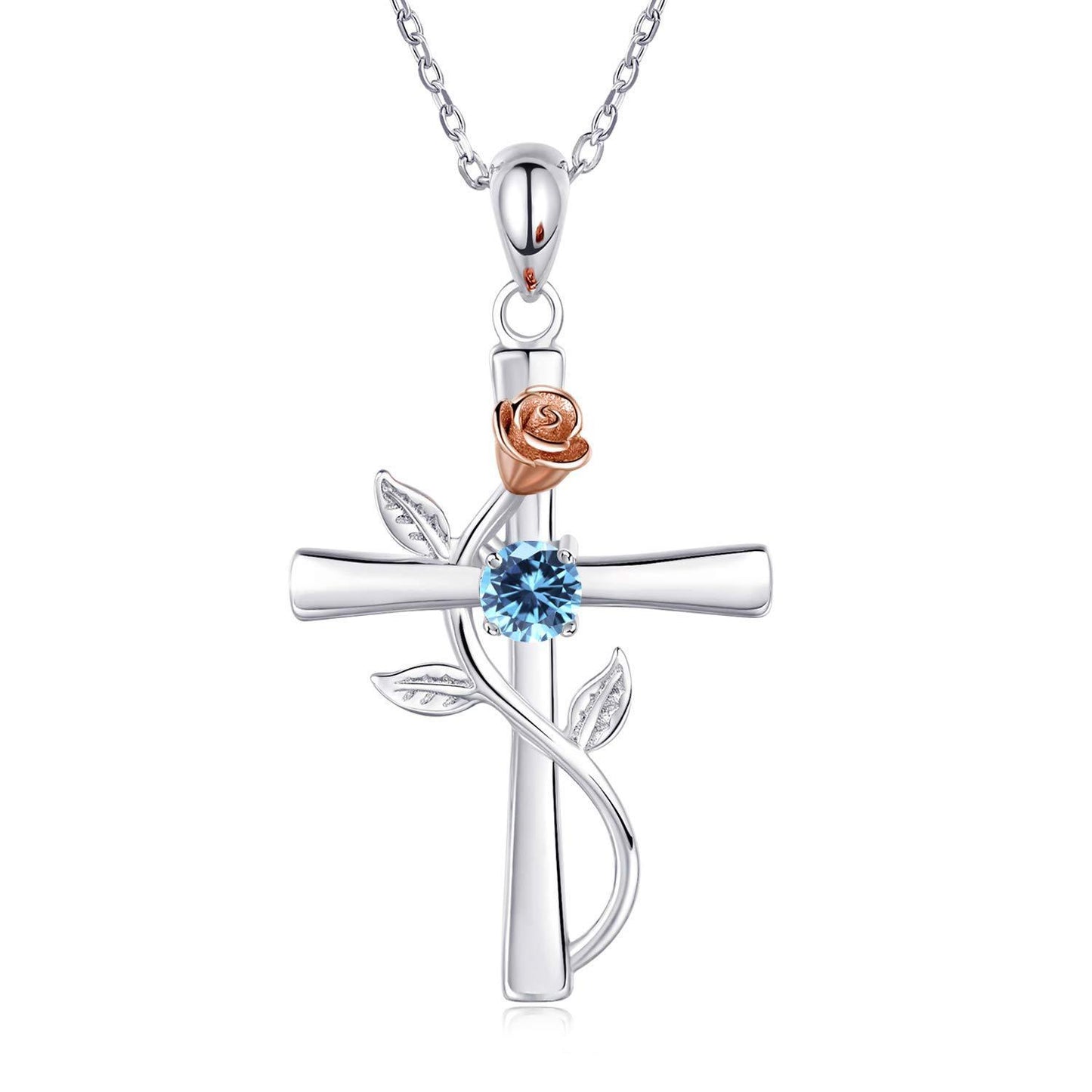 "Rose from the Cross" - Necklace (Birthstone)