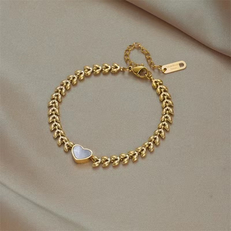 Retro 18K Moonstone Shell Bracelet