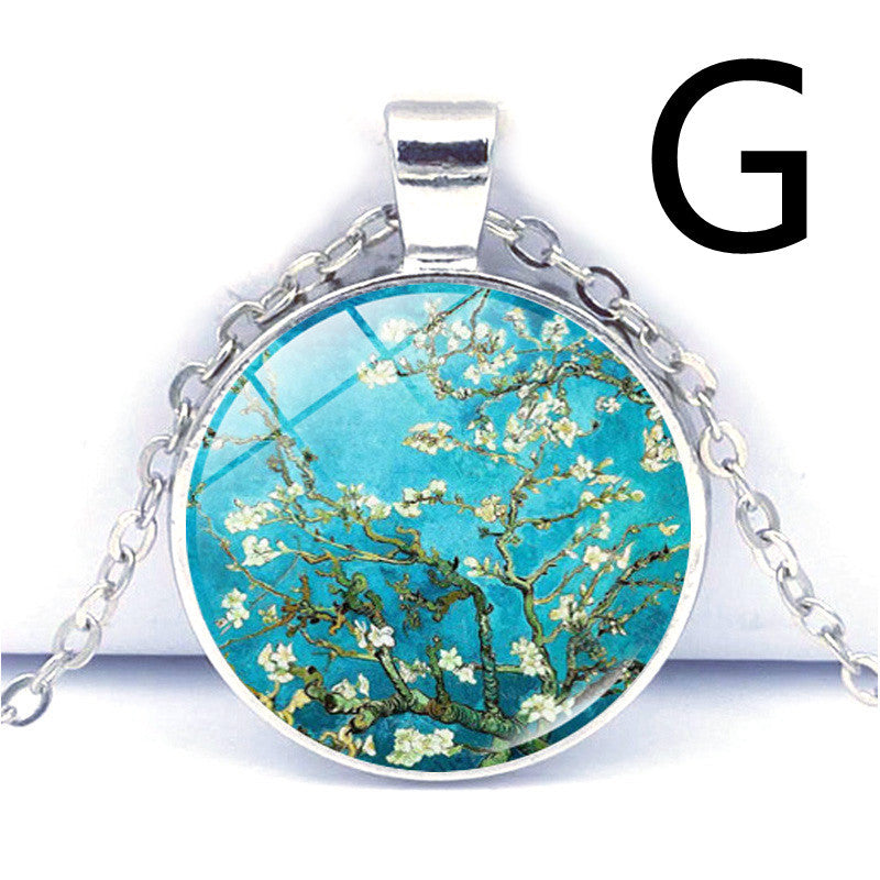 Van Gogh Star Moon Night Time Gemstone Necklace